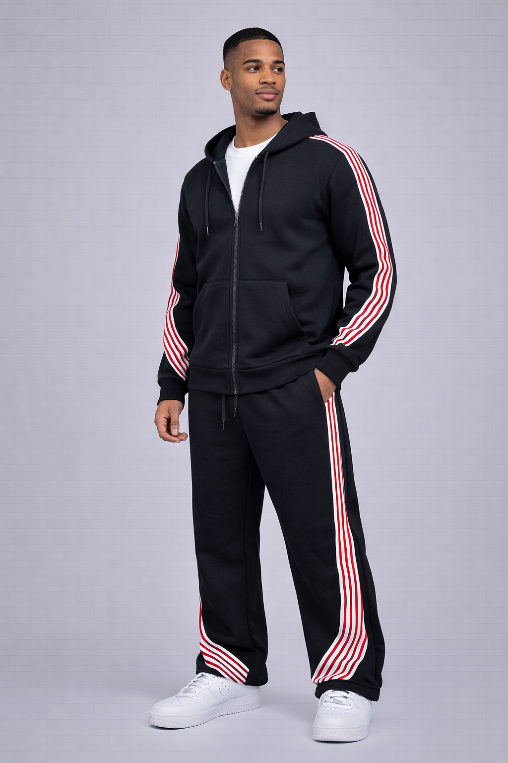 Stripe Baggy Fleece Pants