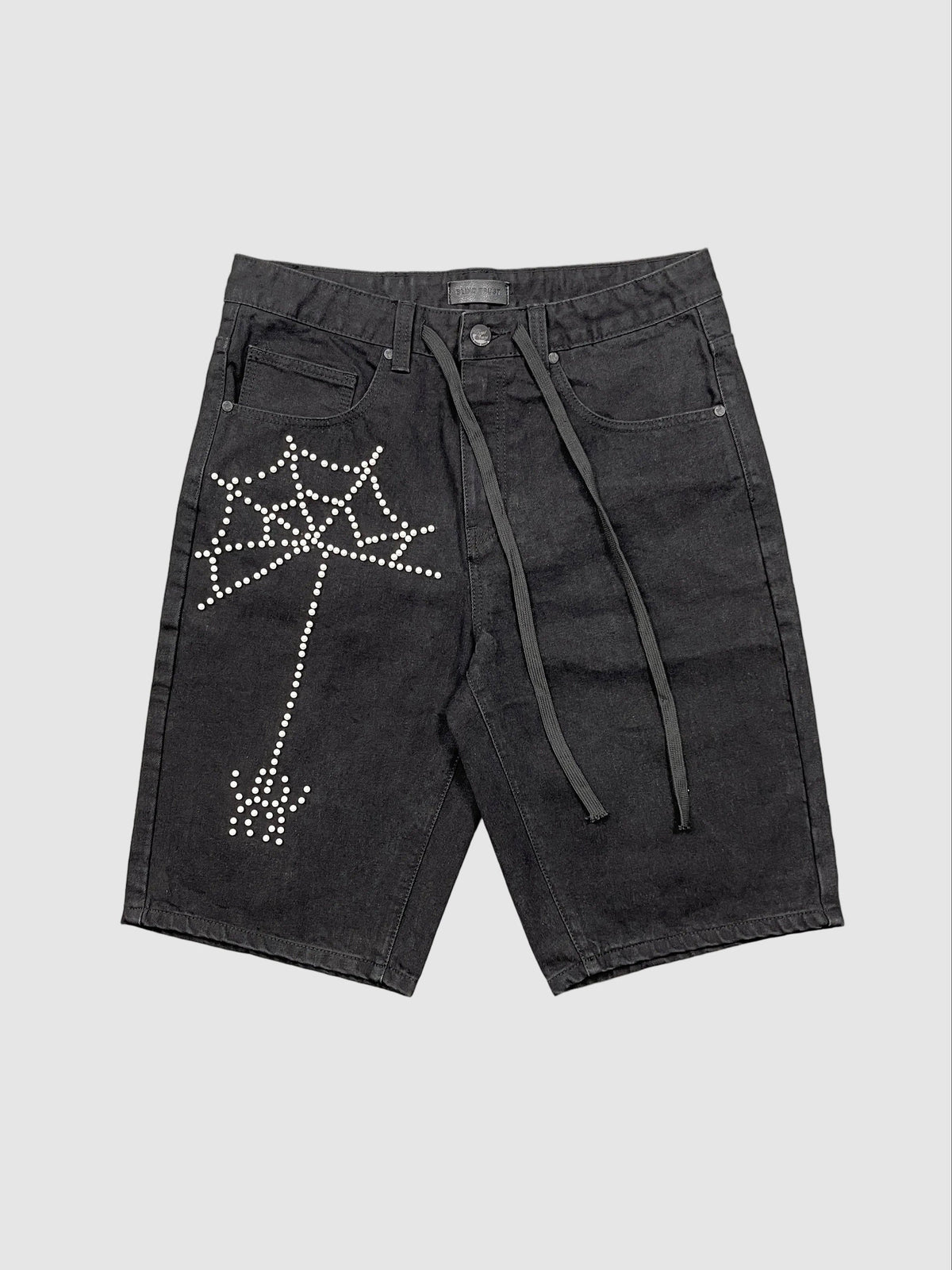 Spiderweb Pearl Denim Short - Black