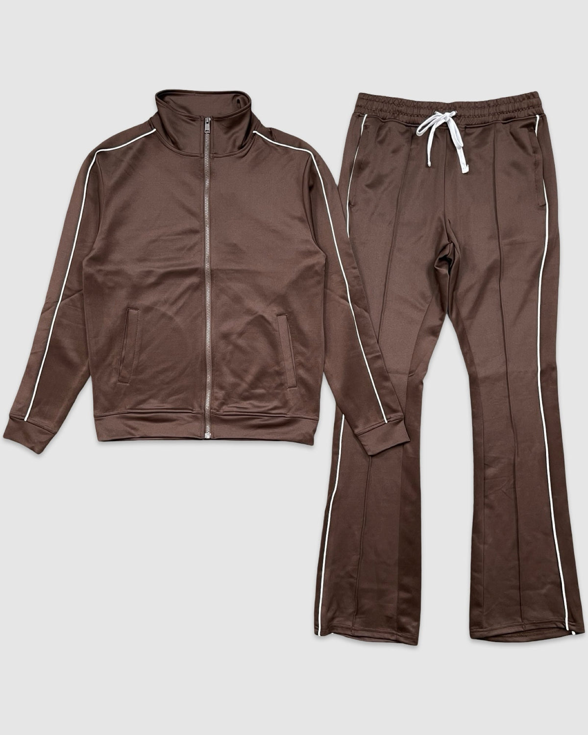Piping Track Suit - Brown