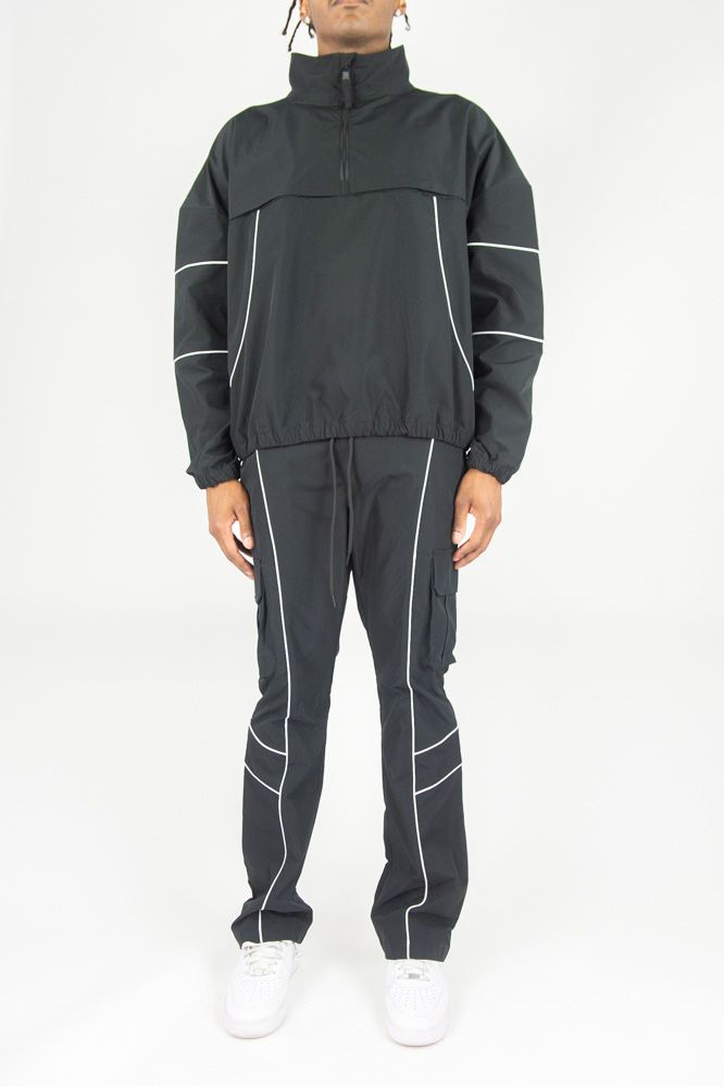 Pullover Nylon Color Block Set - Black