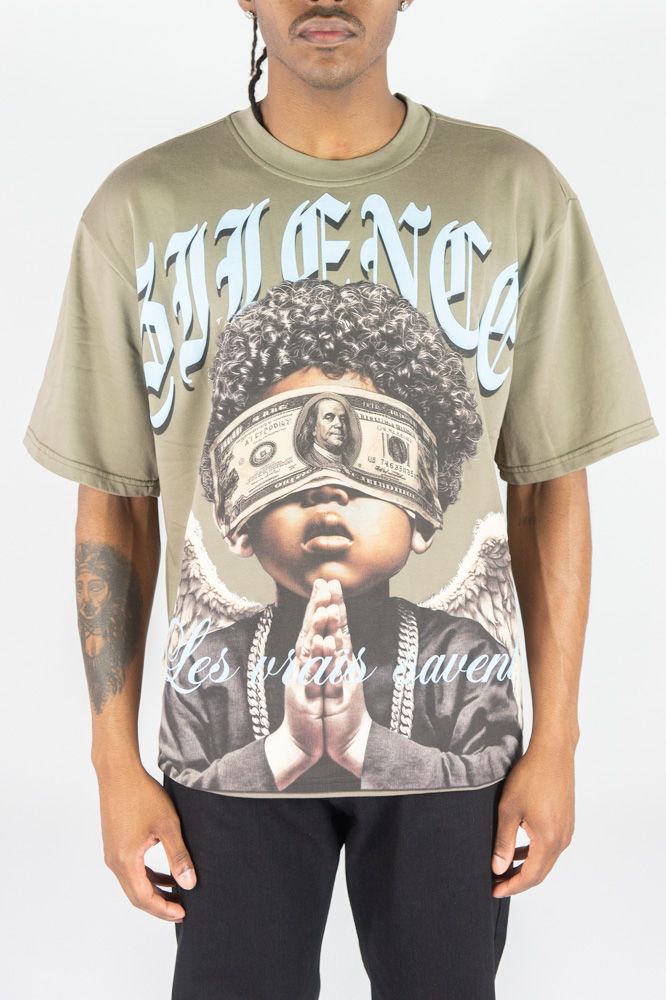 Silence Graphic Tee - Taupe