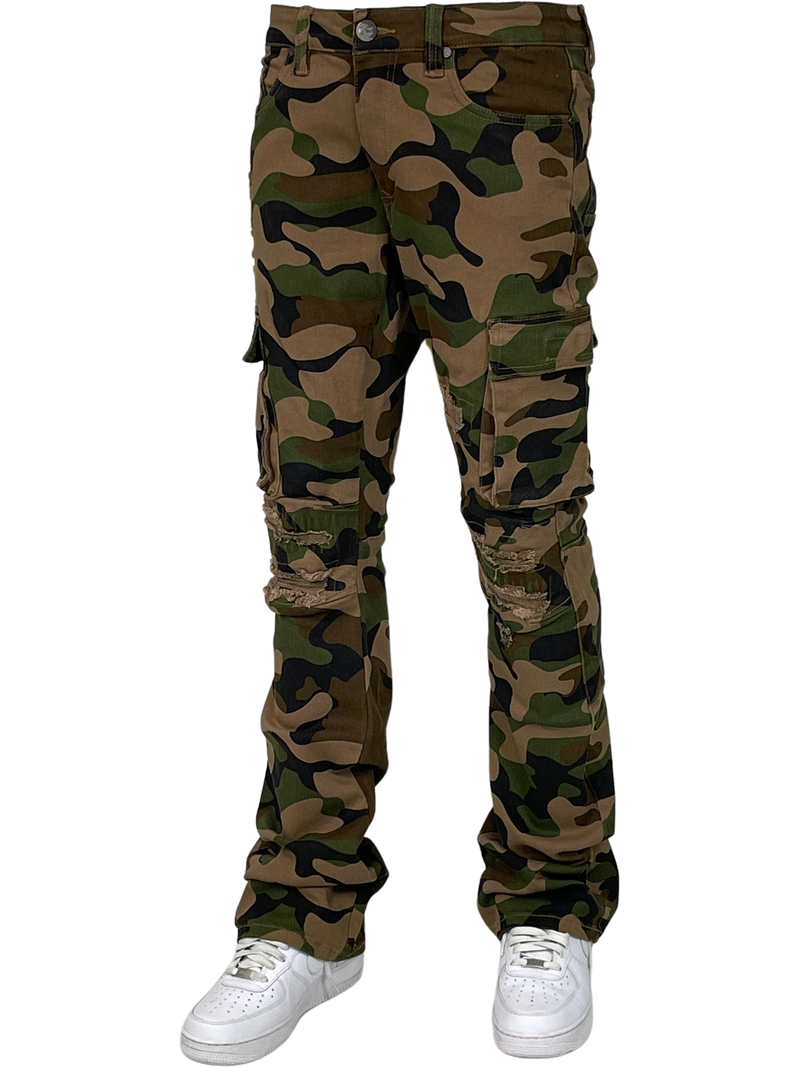 Camo Cargo Stacked Pants - Woodland