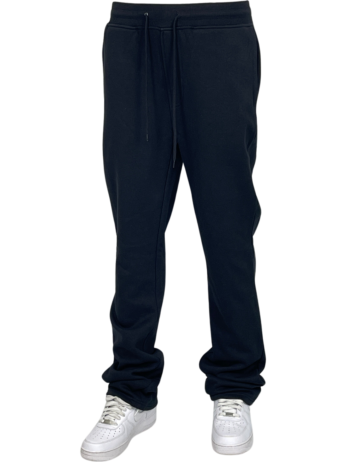 Solid Stack Fleece Pants - Black