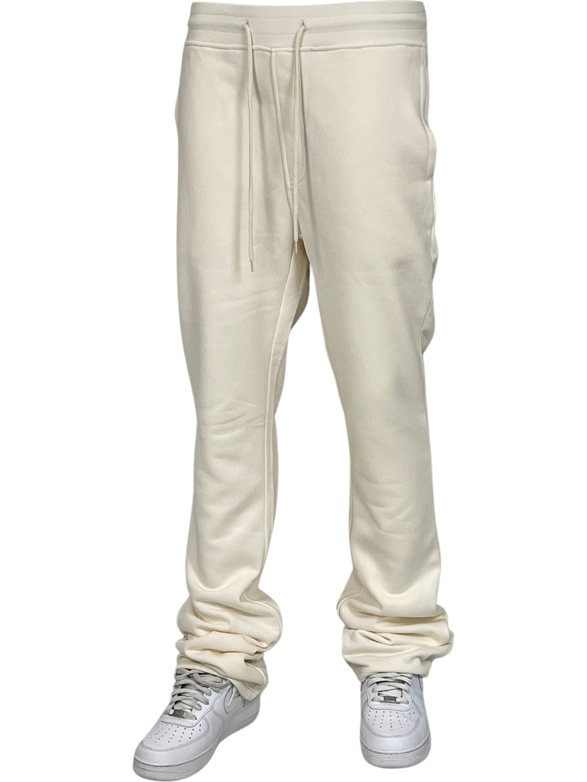 Solid Stack Fleece Pants - Cream