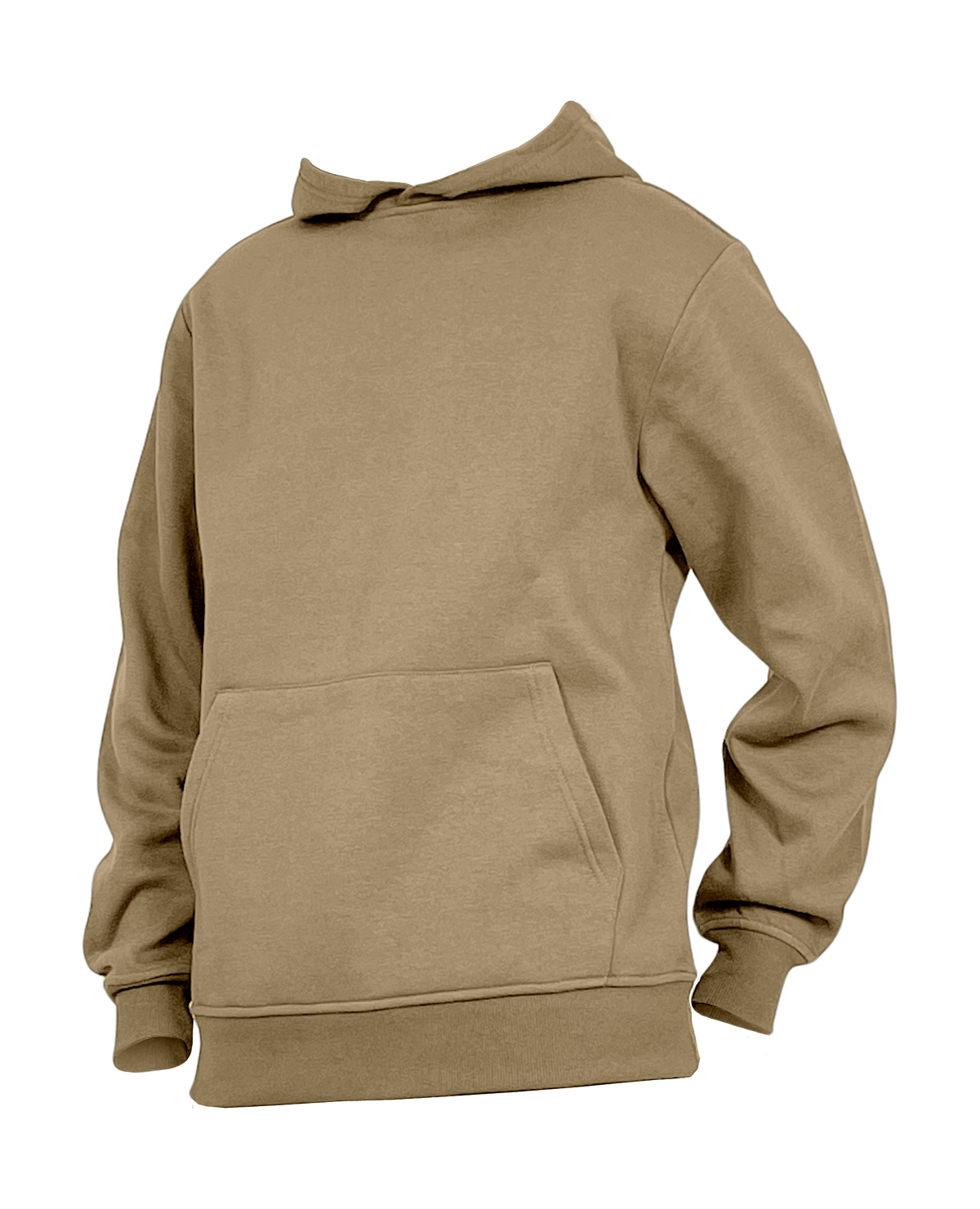 Solid Pullover Fleece Hoody - Khaki