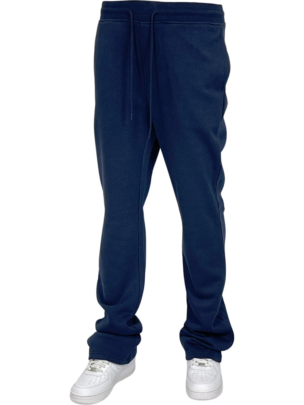 Solid Stack Fleece Pants - Navy