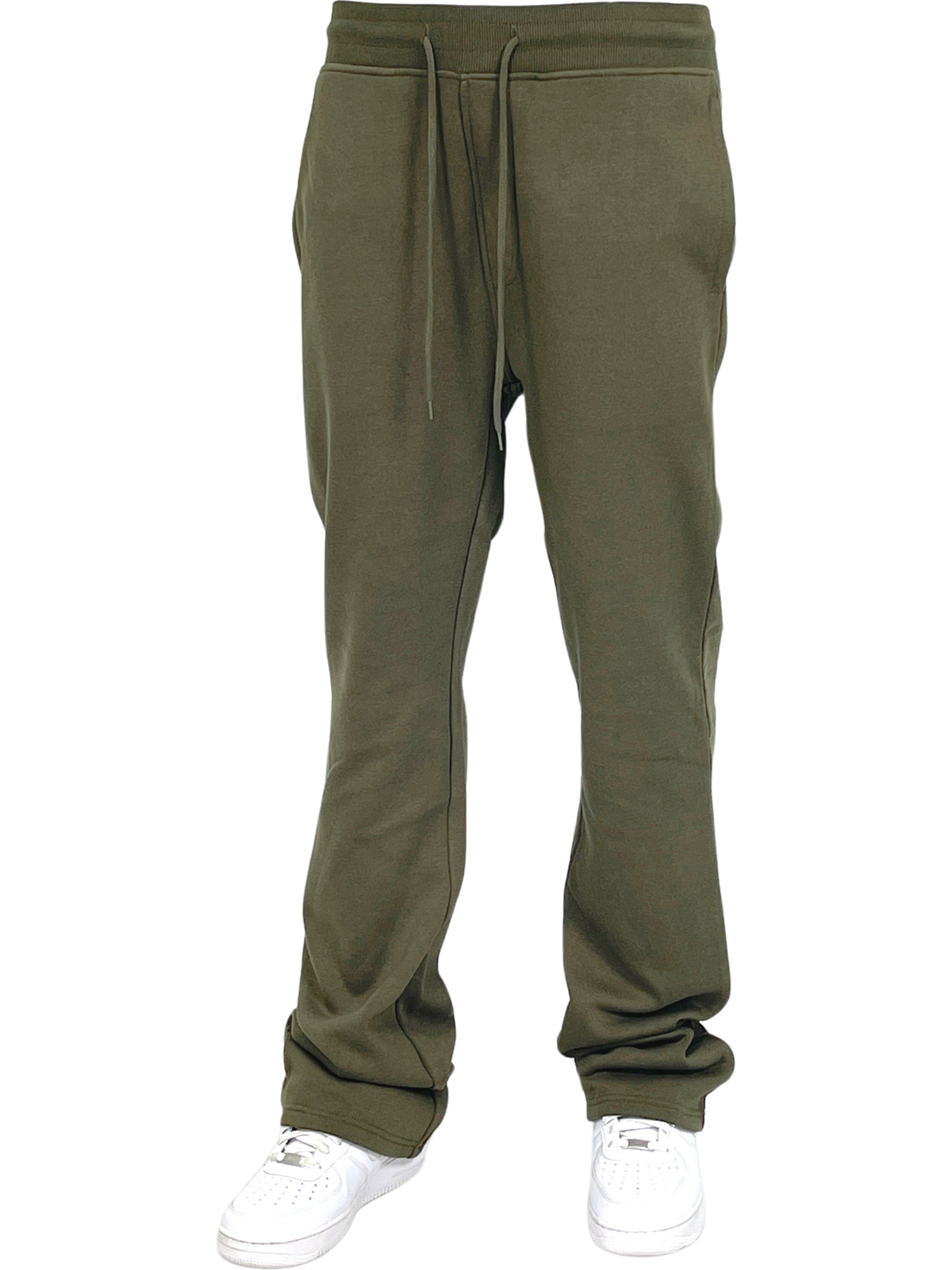 Solid Stack Fleece Pants - Olive