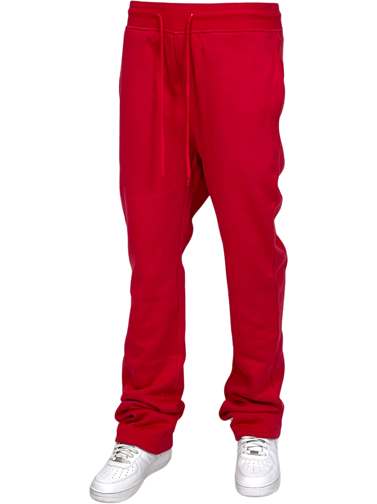 Solid Stack Fleece Pants - Red
