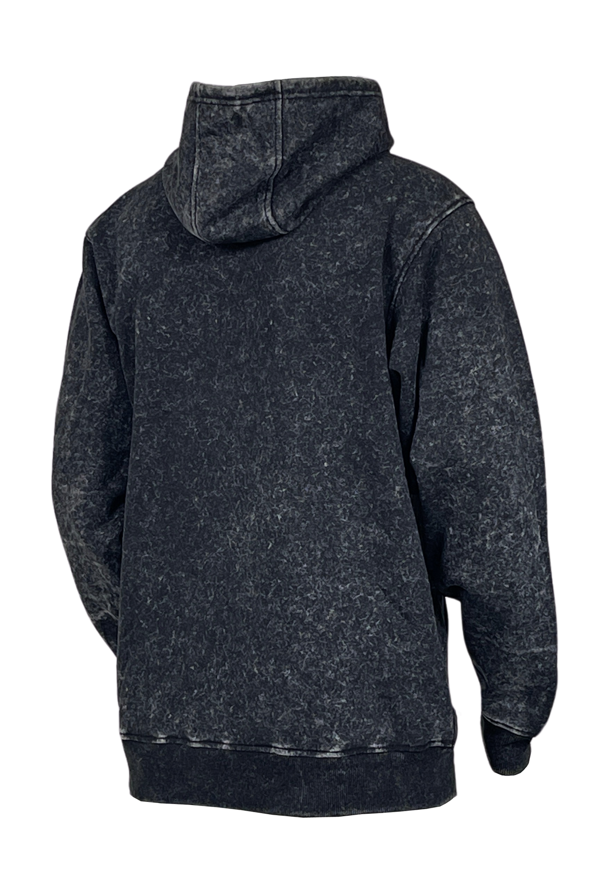 Acid Wash Pullover Fleece Hoodie - Black back