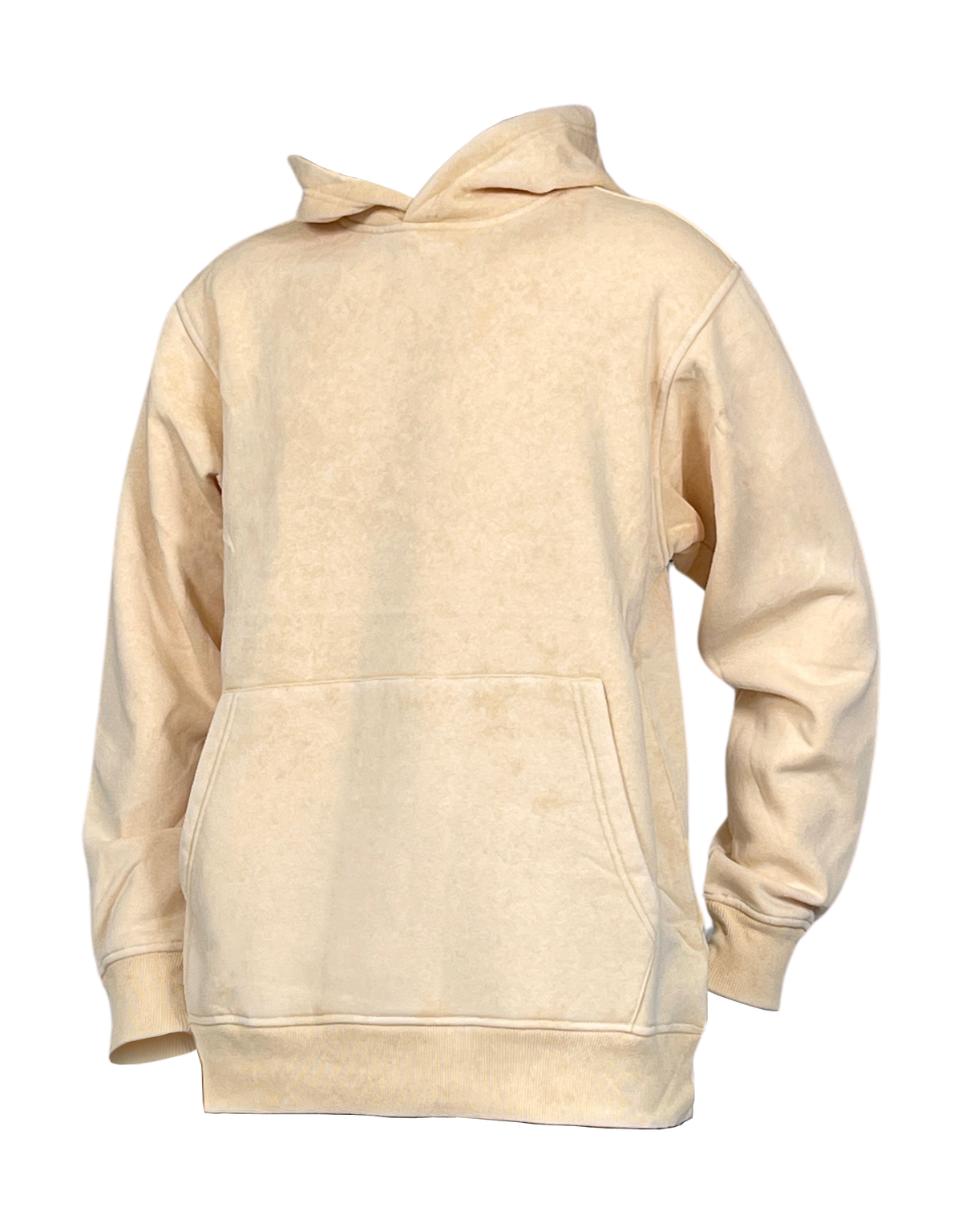 Acid Wash Pullover Fleece Hoodie - Cream