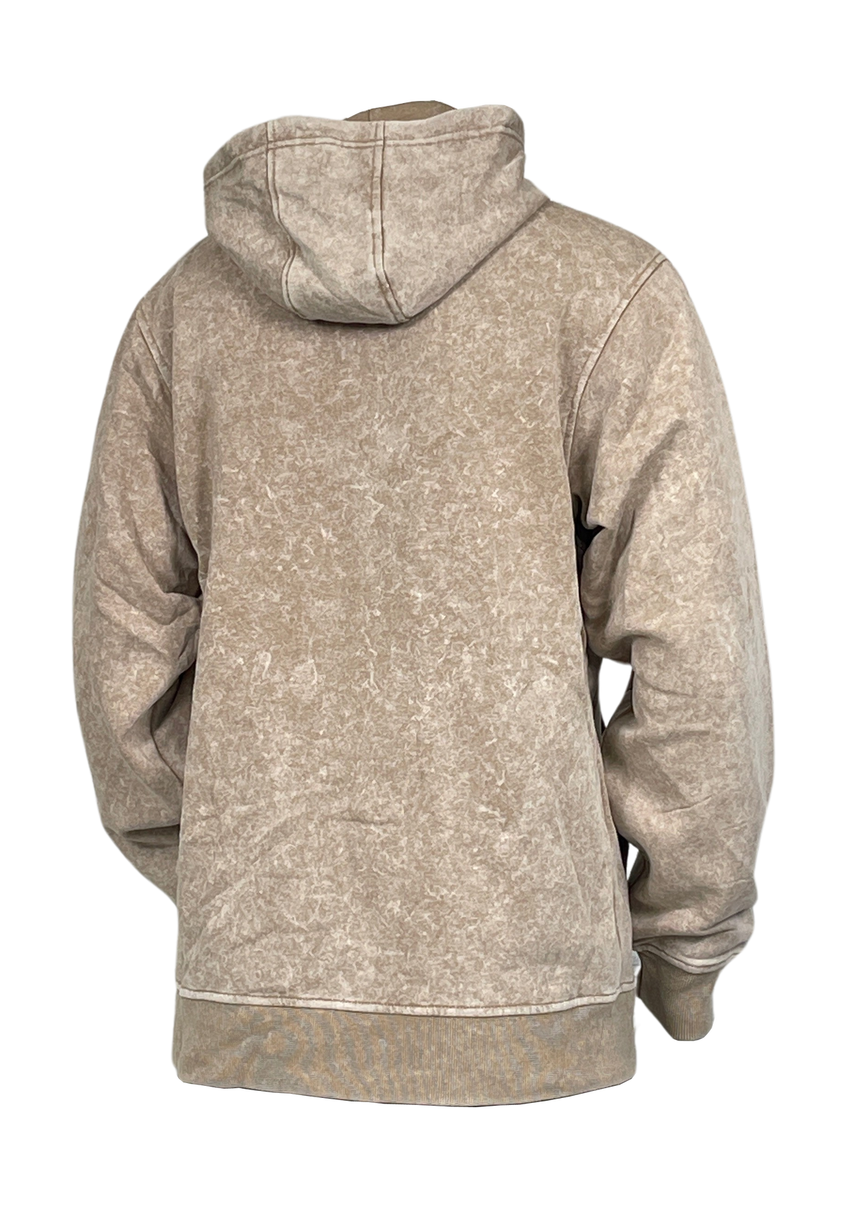 Acid Wash Pullover Fleece Hoodie - Khaki back