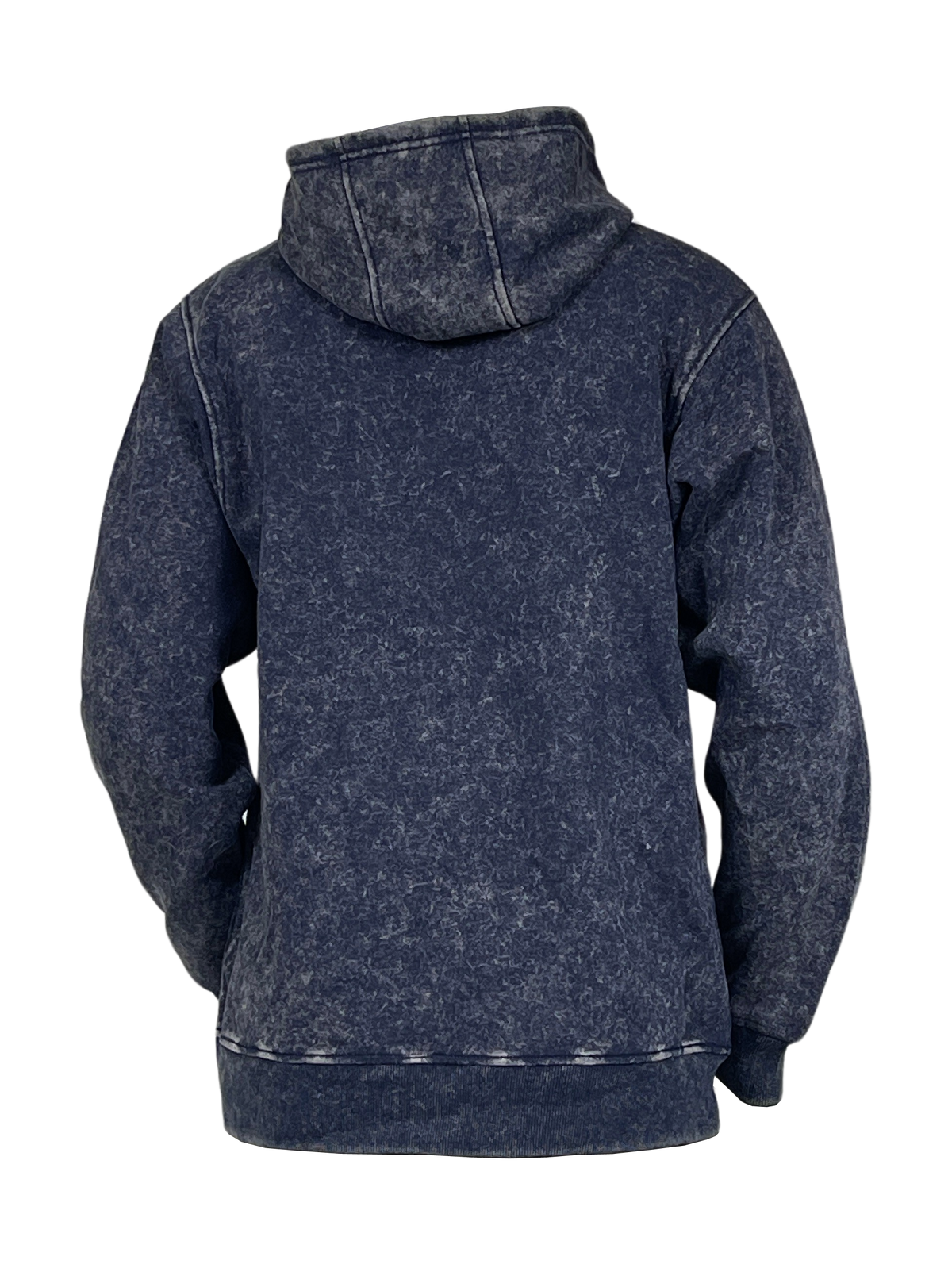 Acid Wash Pullover Fleece Hoodie - Navy back