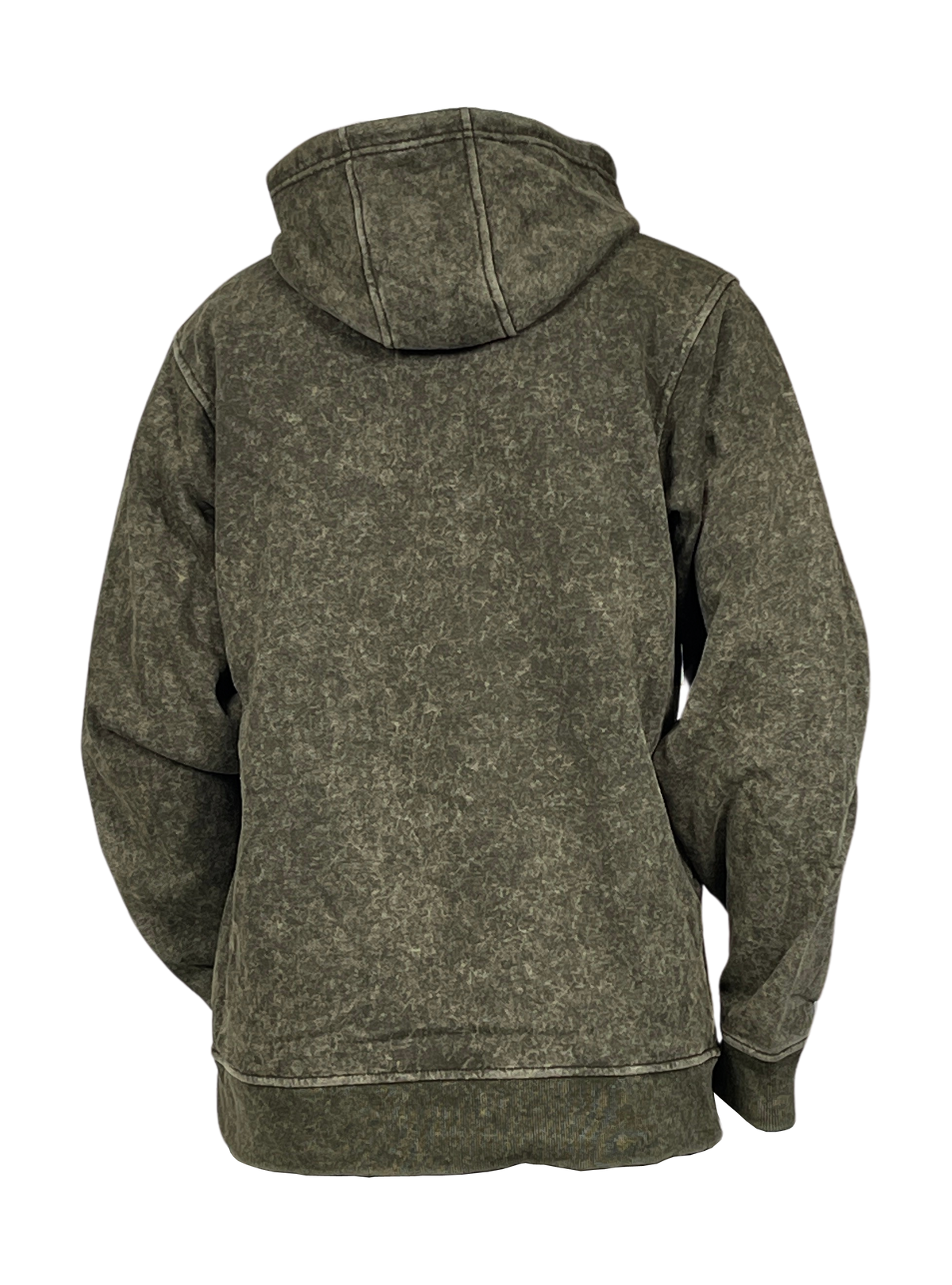 Acid Wash Pullover Fleece Hoodie - Olive back