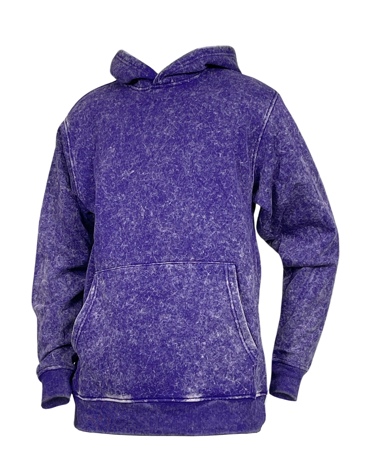 Acid Wash Pullover Fleece Hoodie - Purple