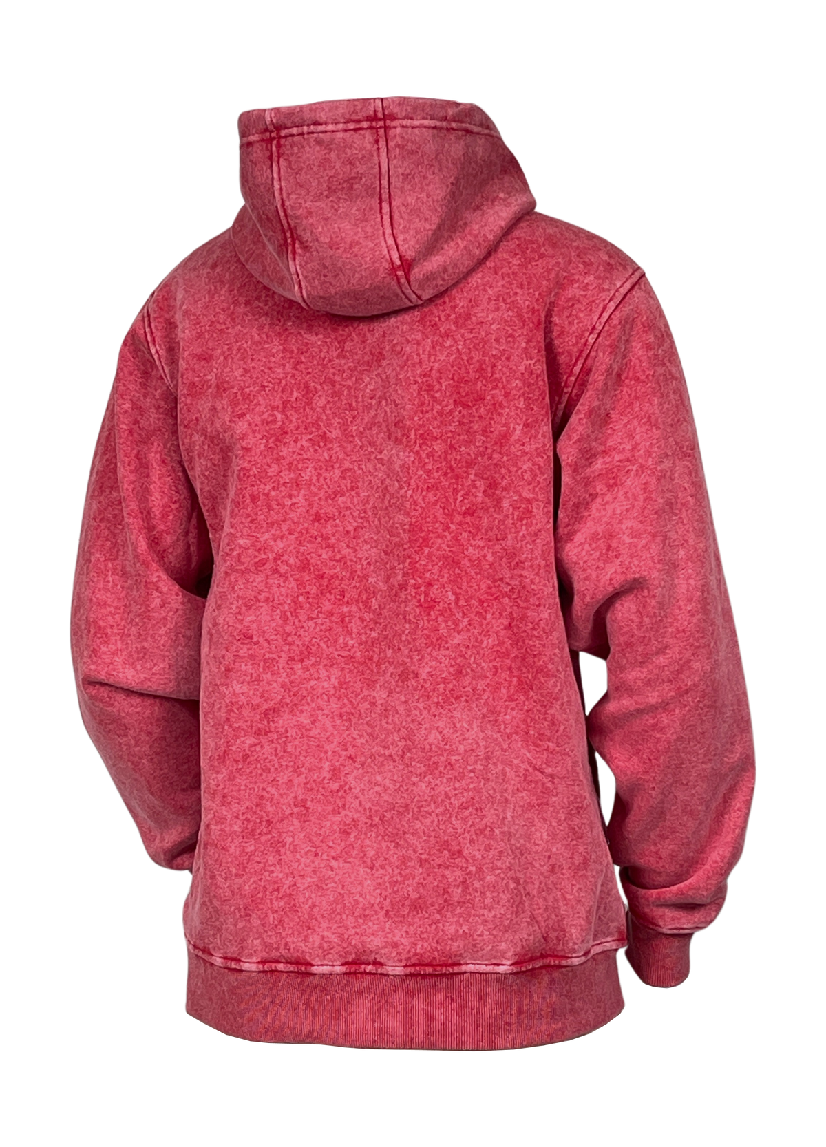 Acid Wash Pullover Fleece Hoodie - Red back