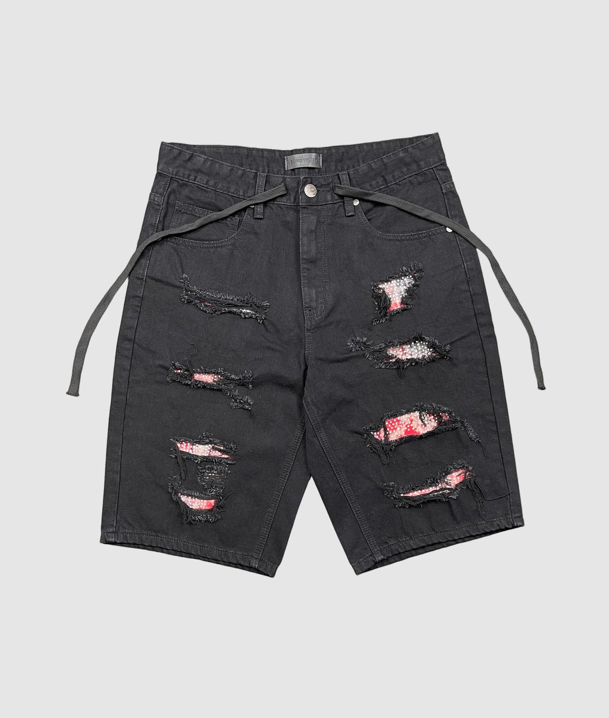 Rhinestone/Plaid Denim Short
