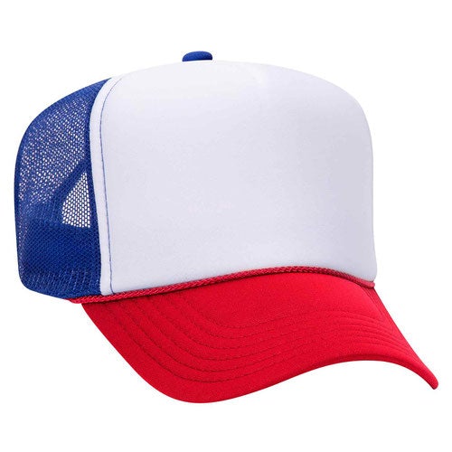 Foam Front Trucker Cap - Red-White-Royal
