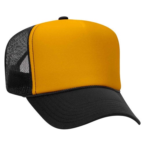 Foam Front Trucker Cap - Black-Gold-Black
