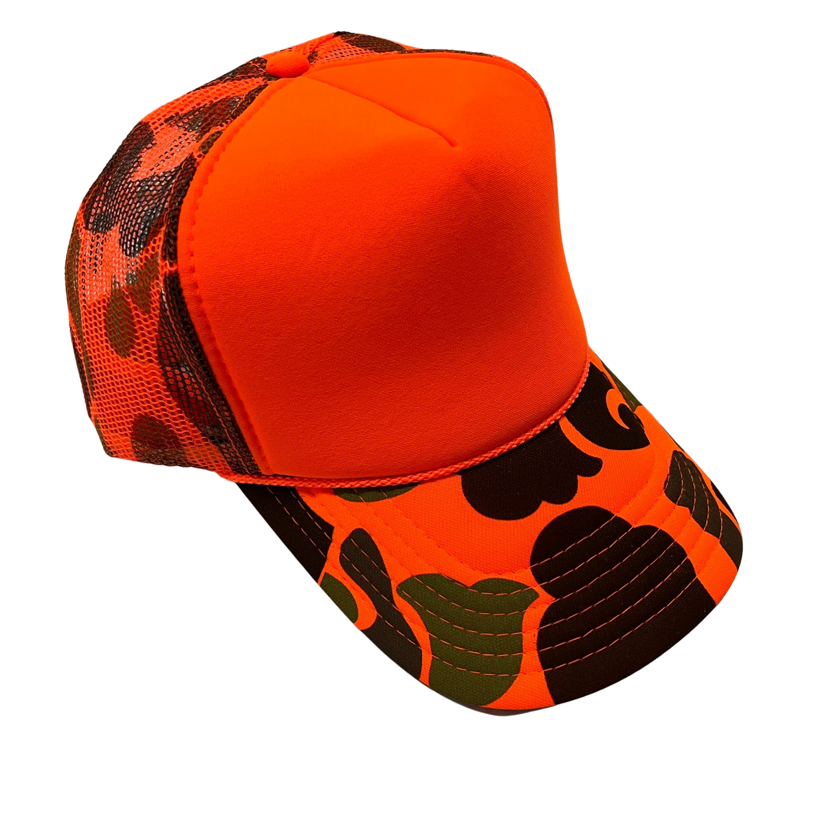 Premium Trucker Hat - Neon Orange Camo