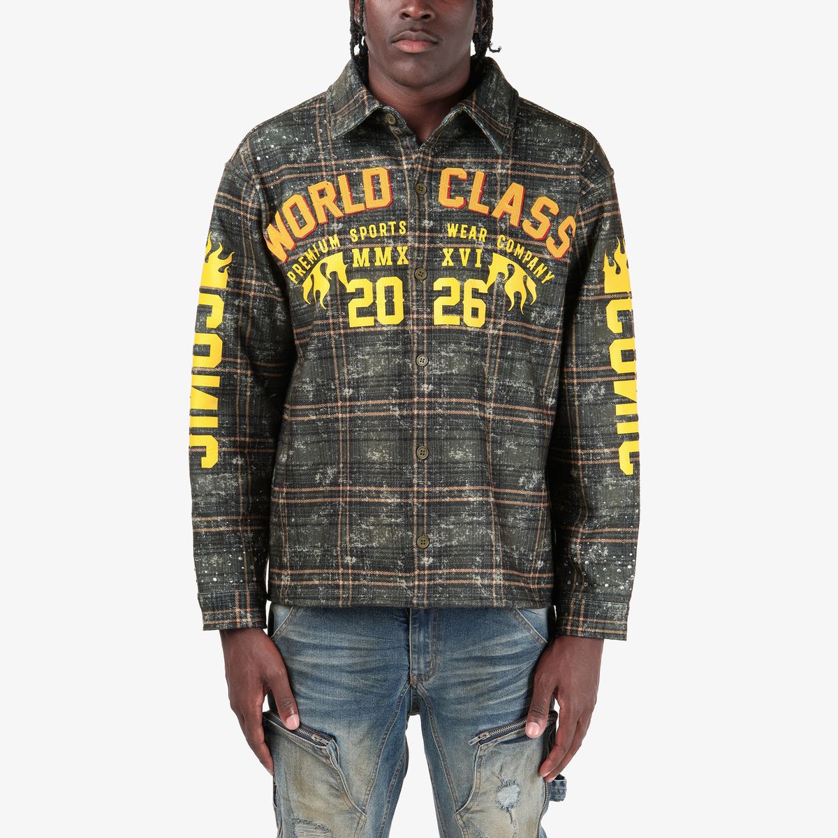 World Class Iconic LS Plaid - Olive