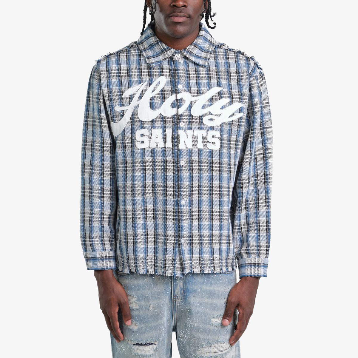 Holy Saints LS Button Up - Blue