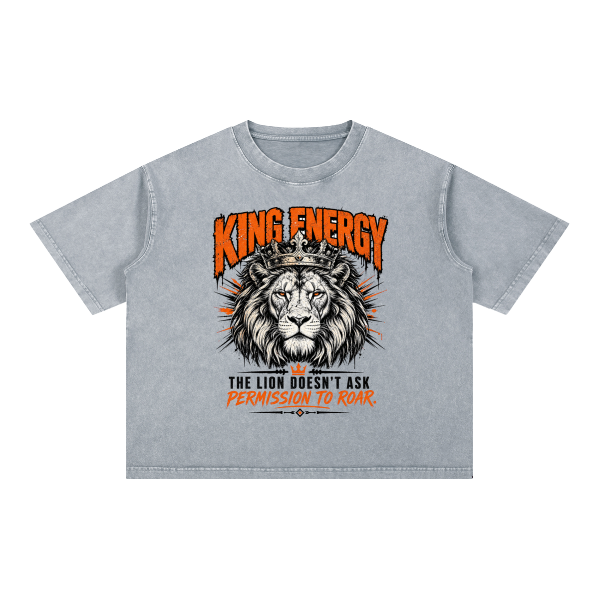 Lions Roar Mineral Wash Boxy Cotton T-Shirt, enlarged view