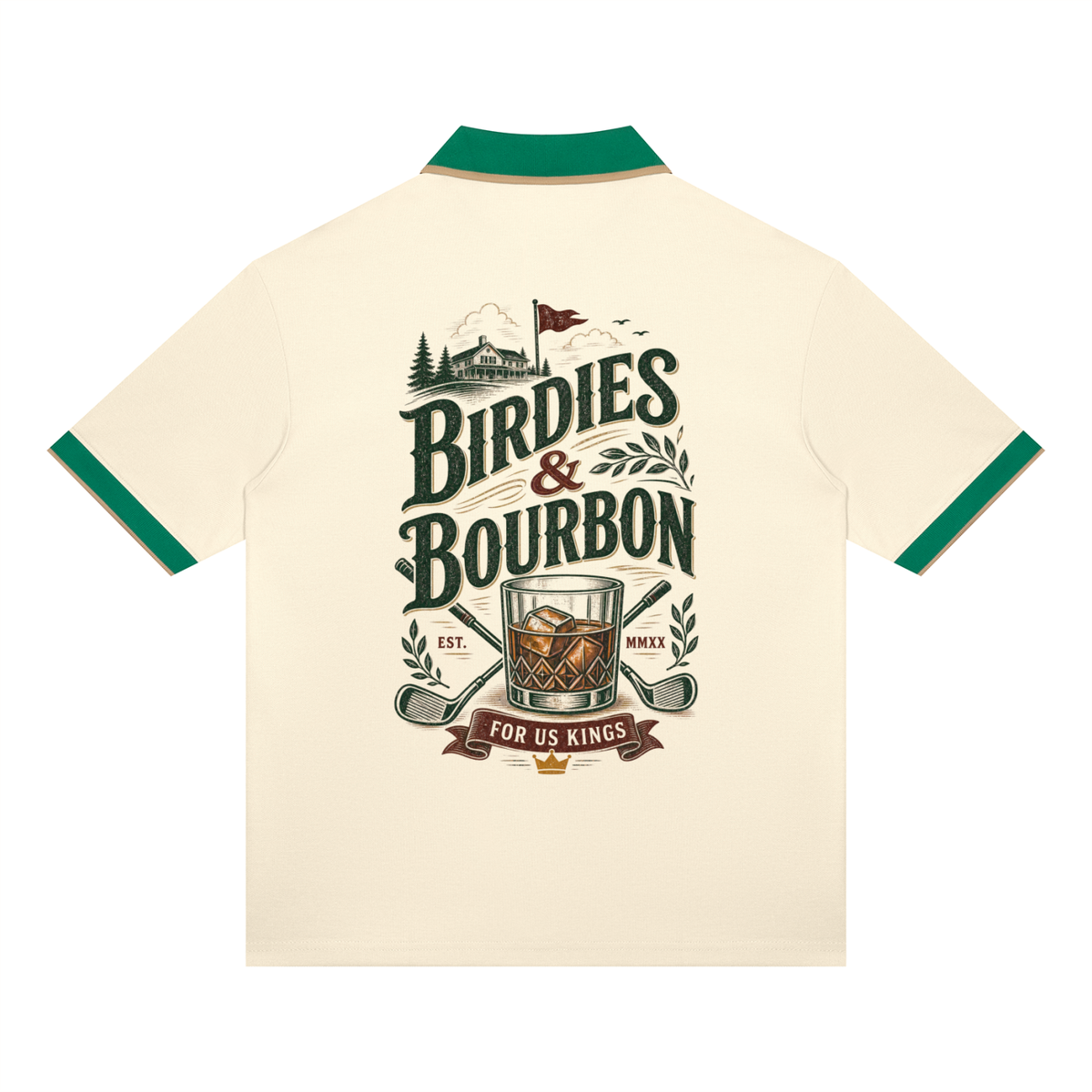 Birdies and Bourbon Color Block Polo Shirt