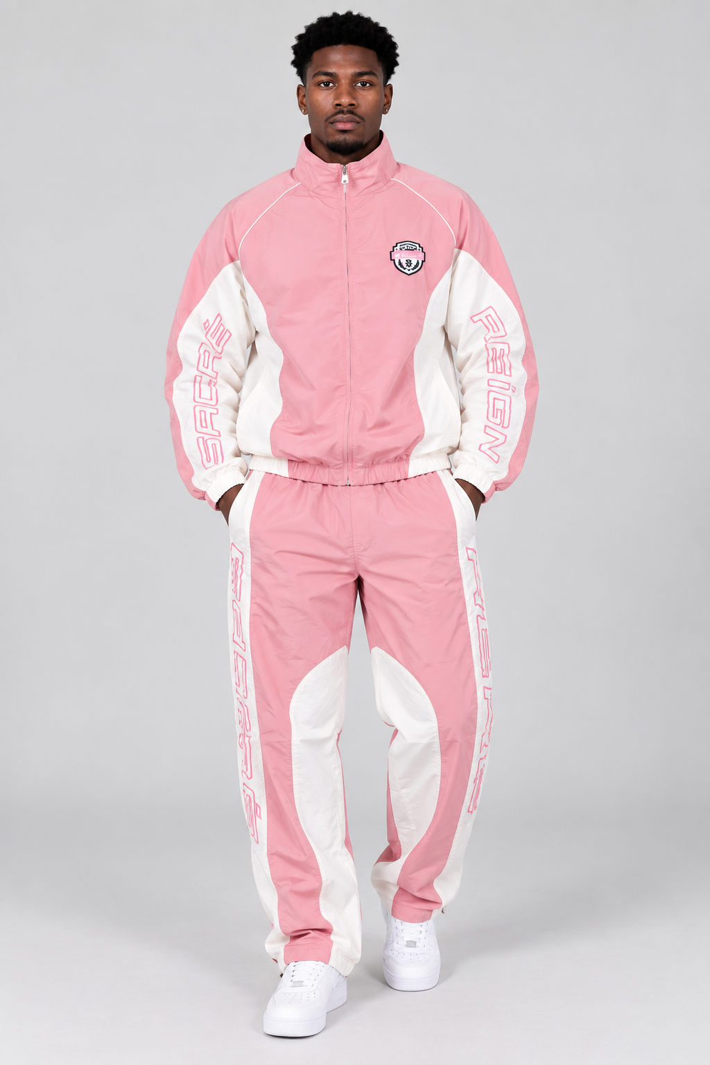 Men's Reign Color Block Nylon Track Jacket & Pants Set, enlarged view