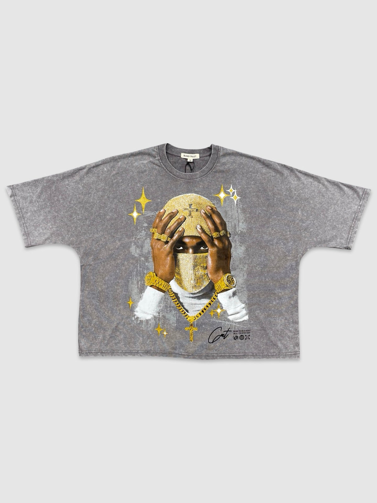 Born To Be A GOAT Crop Tee - Grey/Gold