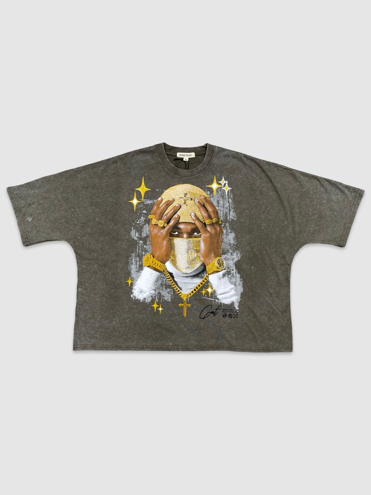 Born To Be A GOAT Crop Tee - Olive/Gold