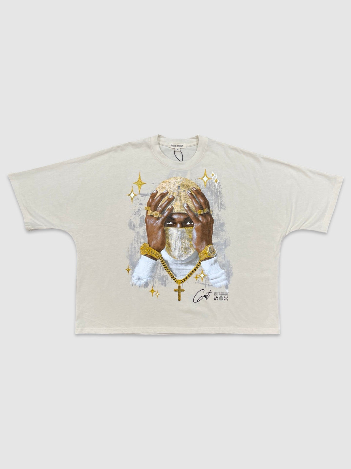 Born To Be A GOAT Crop Tee - Cream/Gold