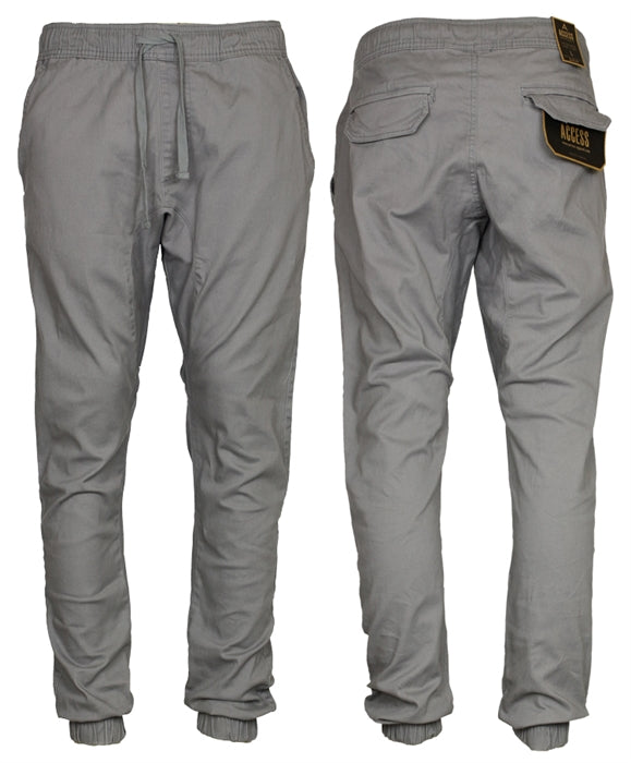 Solid Twill Joggers - Light Gray