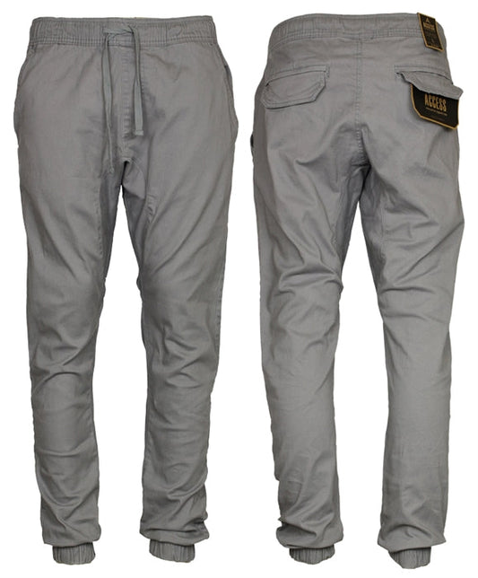 Solid Twill Joggers - Light Gray