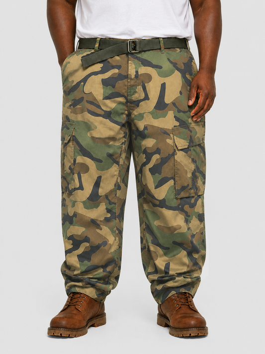 B&T Camo Cargo Pants w/ Belt - Woodland