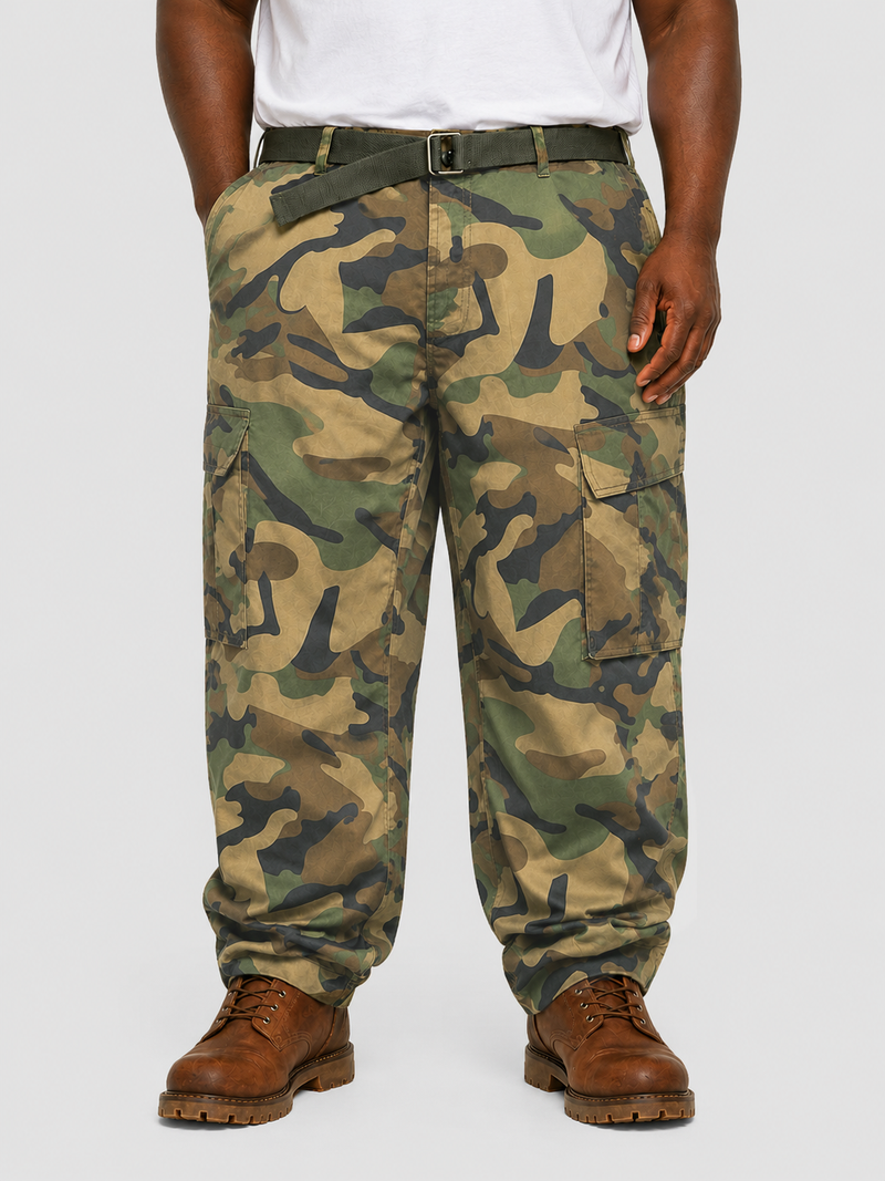 B&T Camo Cargo Pants w/ Belt - Woodland