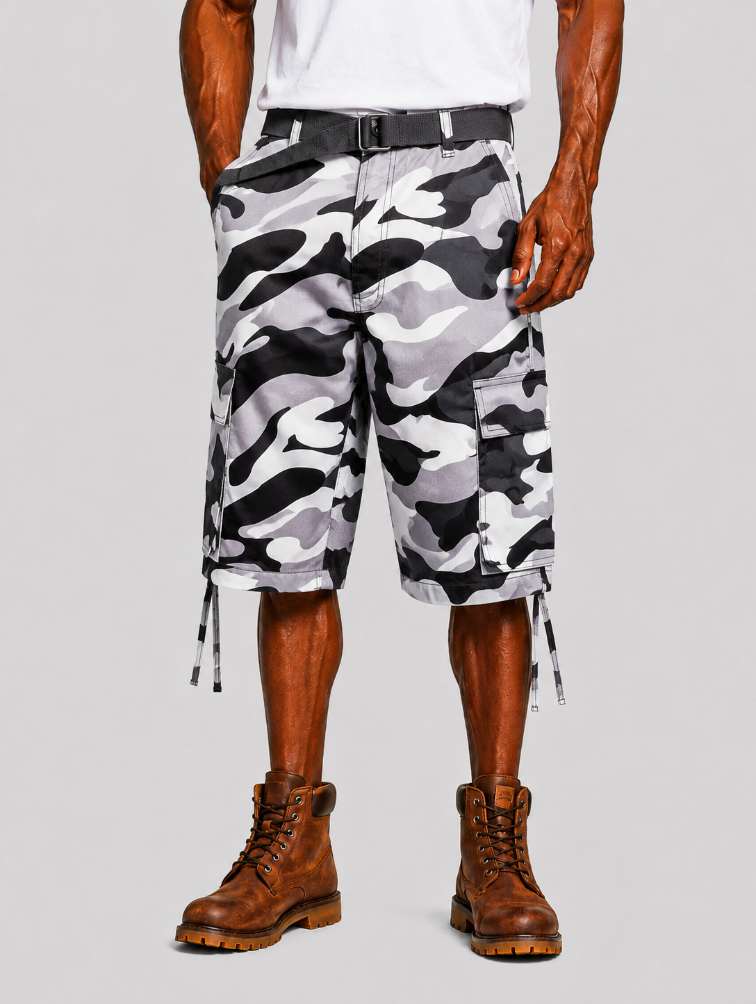 Camo Cargo Shorts w/ Belt - City Camo