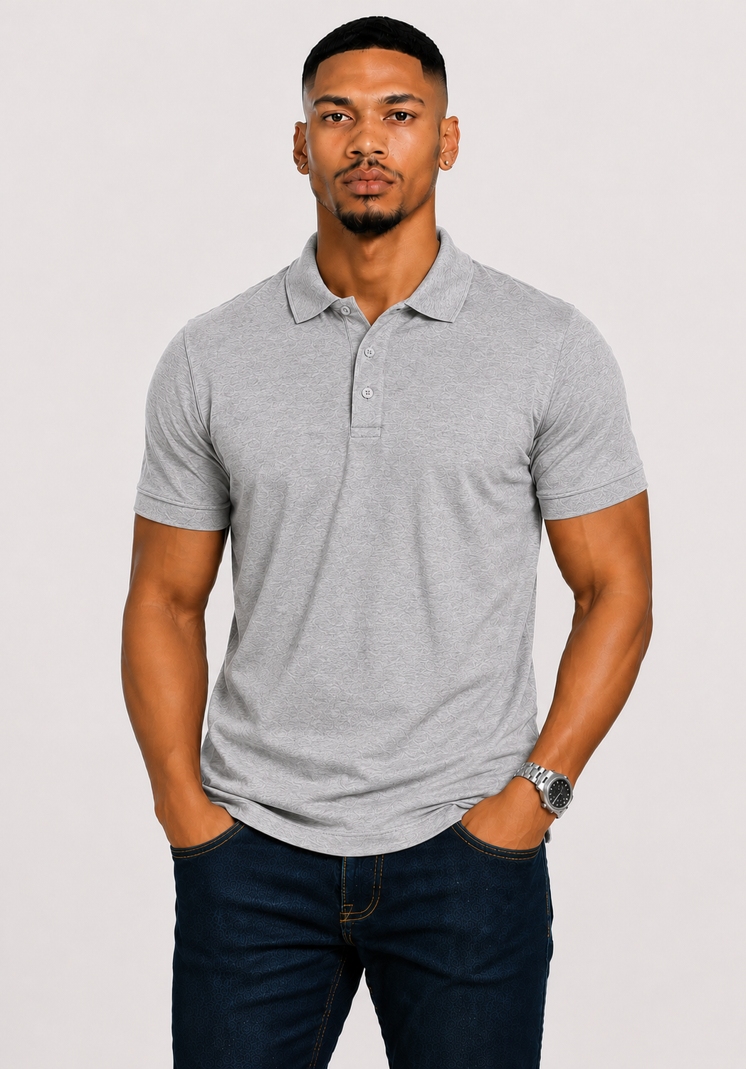 Men's 3-Button Pique Polo Shirt, enlarged view