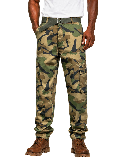 Camo Cargo Pants w/ Belt - Woodland