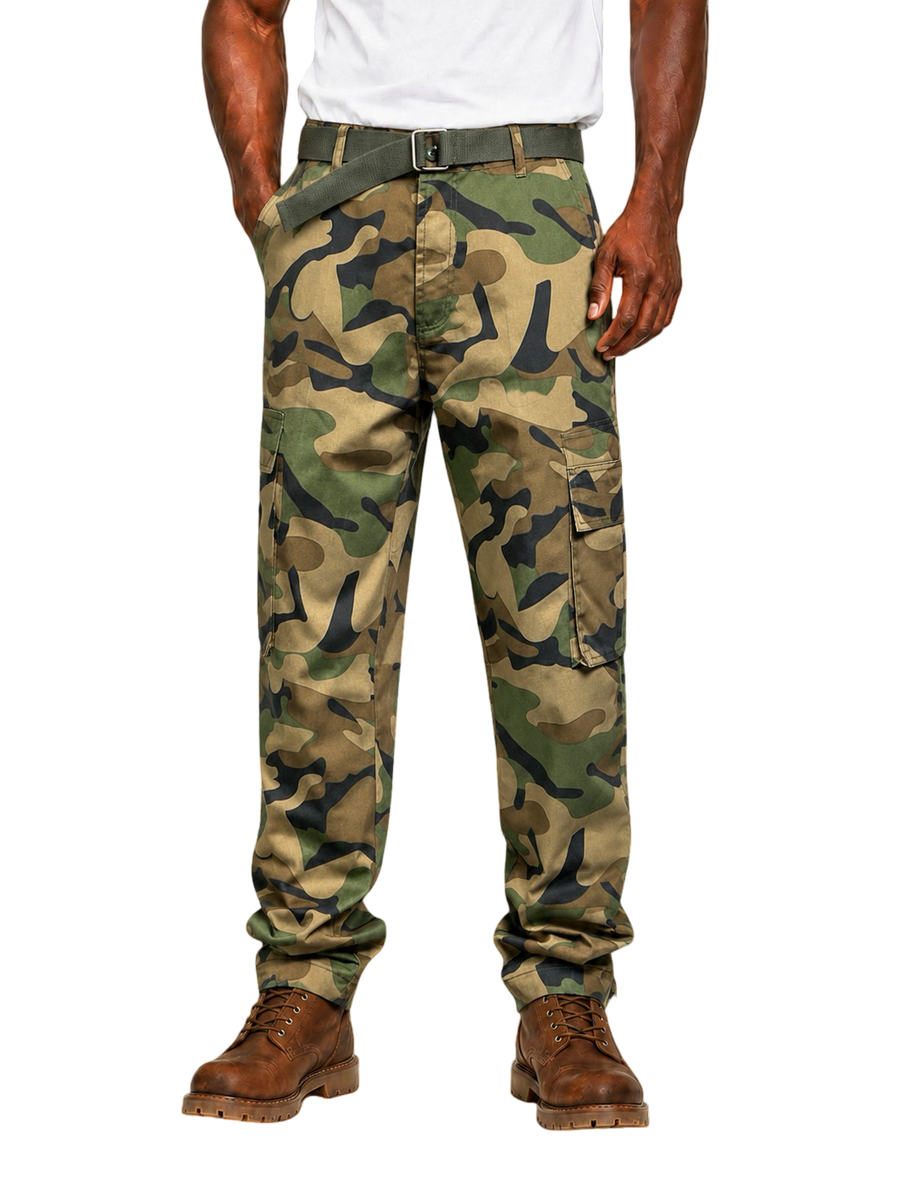 Camo Cargo Pants w/ Belt - Woodland