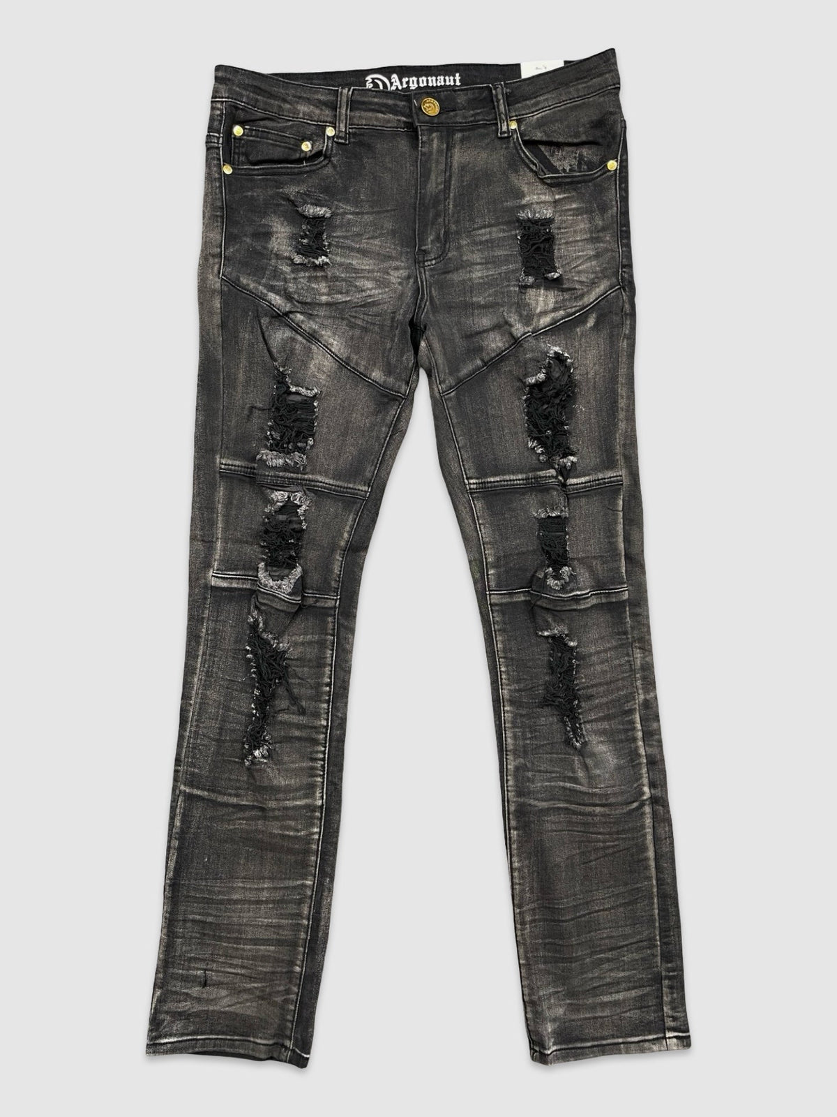 Ripped Denim Pants - Black Wash
