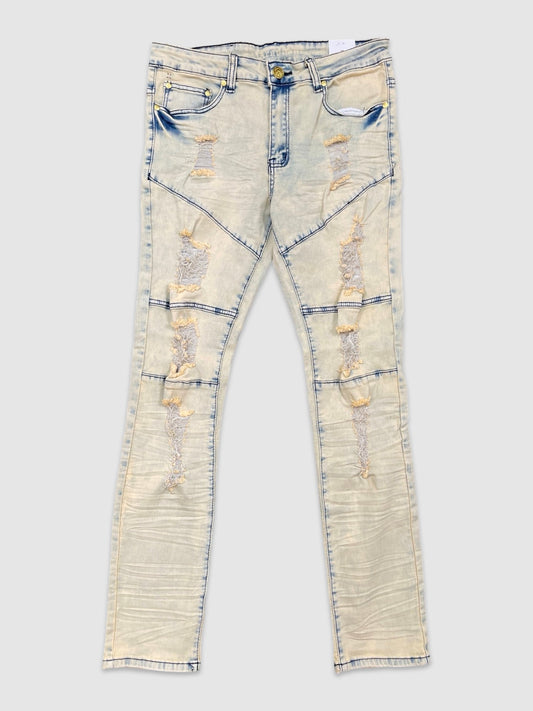 Ripped Denim Pants - Antique Blue