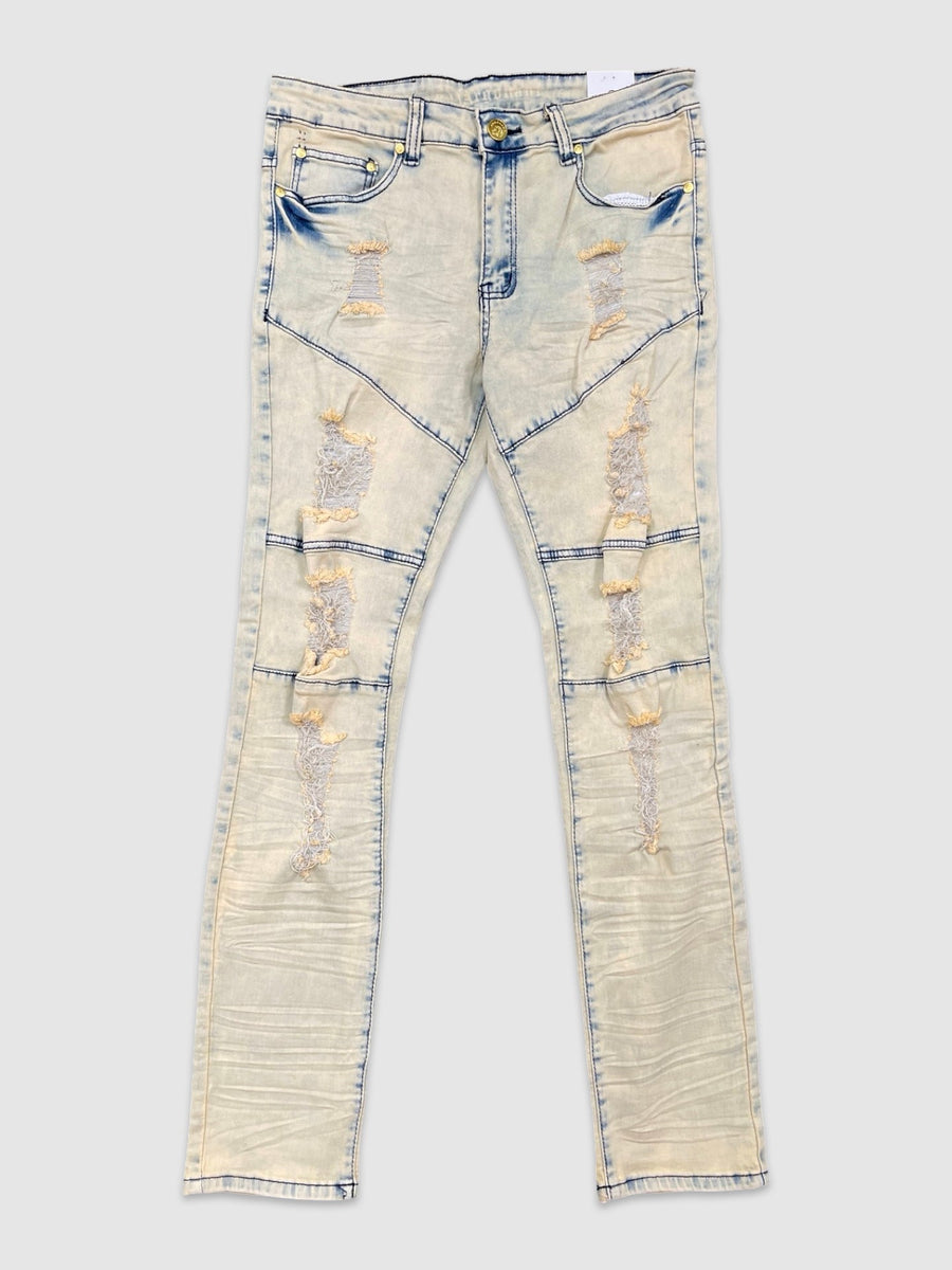 Ripped Denim Pants - Antique Blue