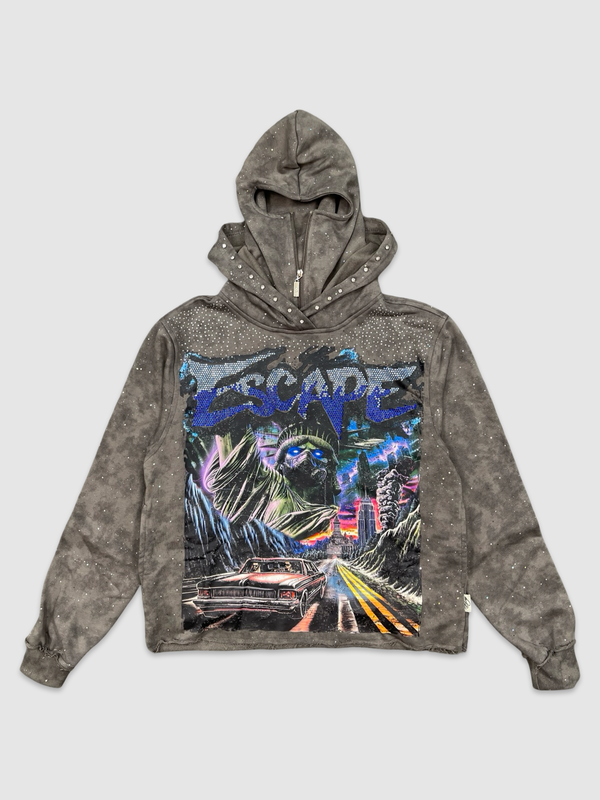 Escape Cropped Hoodie - Grey