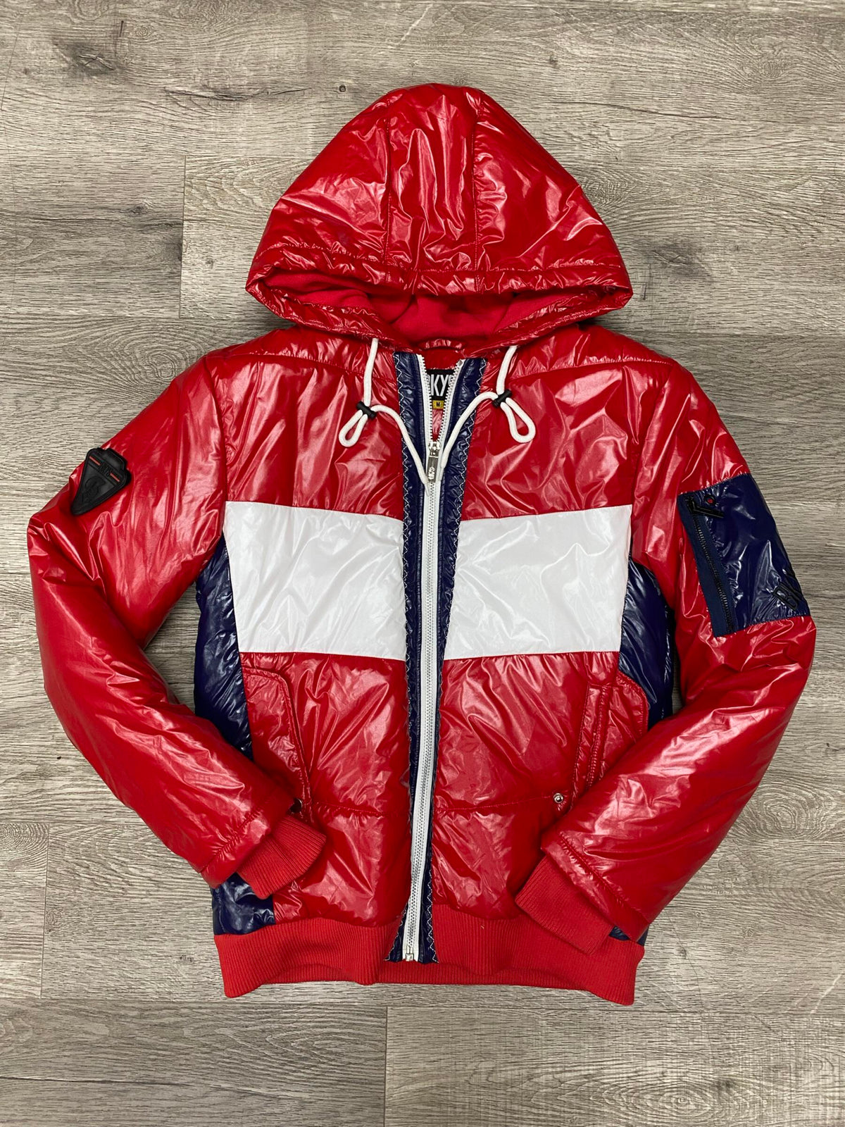 Color Block Puffer Jacket - Red