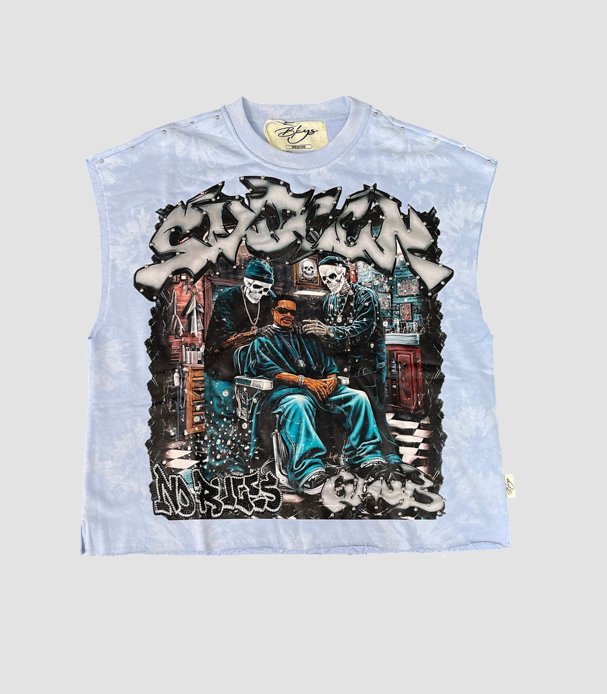 Sinner Club Muscle Crop Tee - NC Blue
