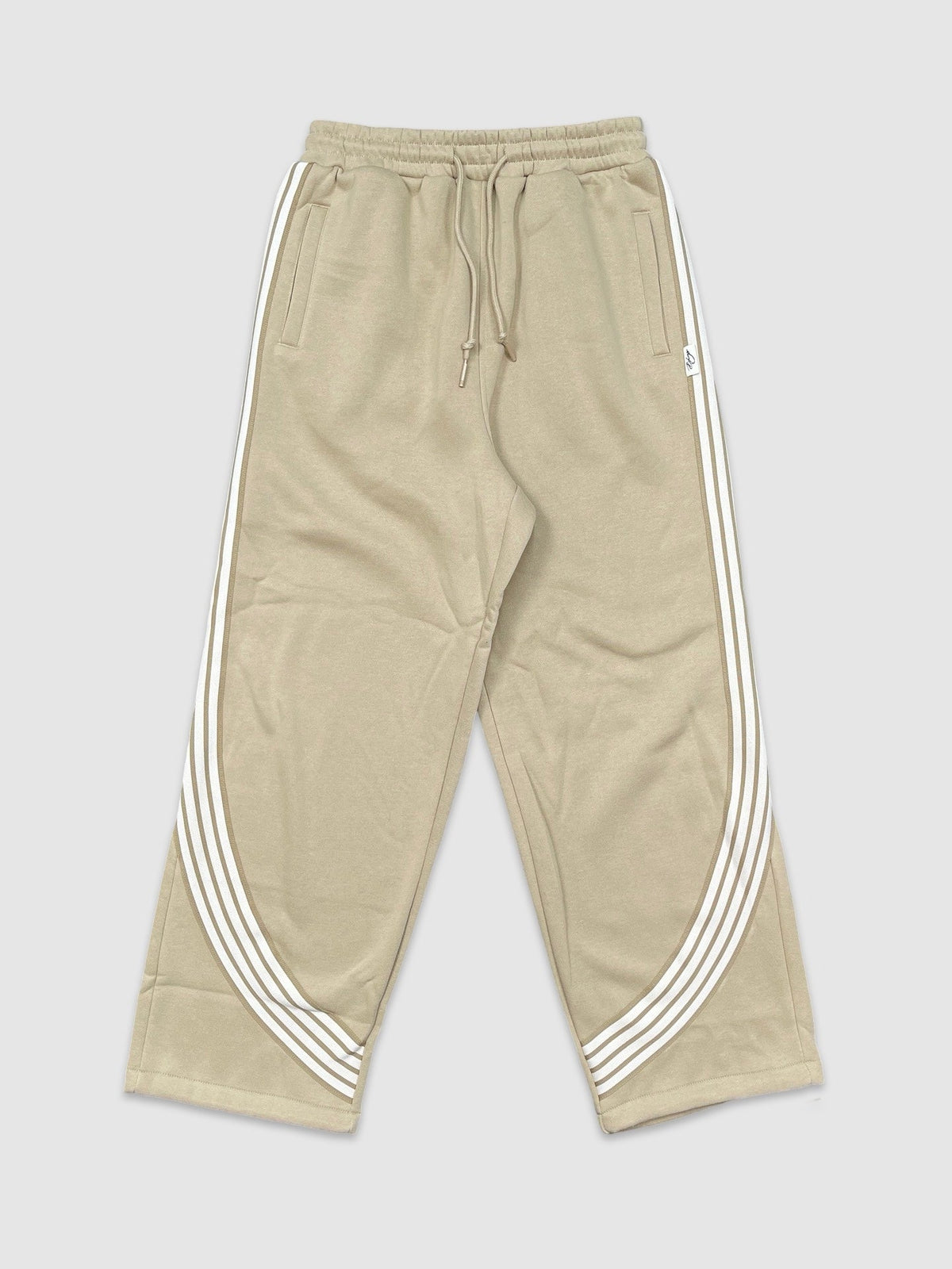 Fleece Striped Baggy Pants - Khaki