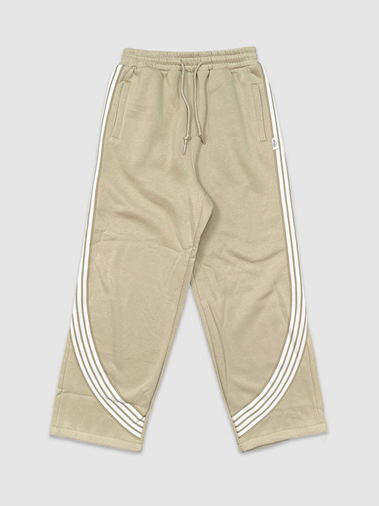 Fleece Striped Baggy Pants - Khaki