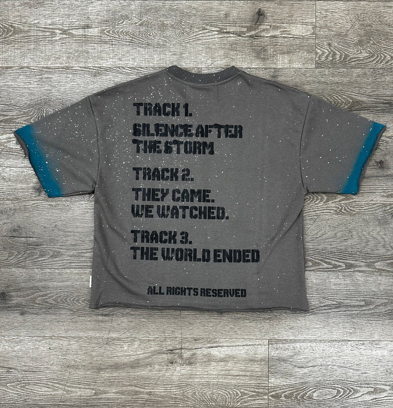 Men's Dooms Day Graphic Cropped Tee with Contrast Trim — alternate view