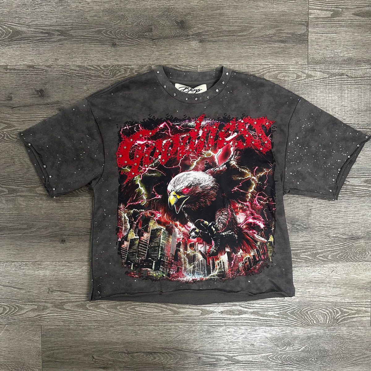 No Brakes No Mercy Cropped Tee - Grey