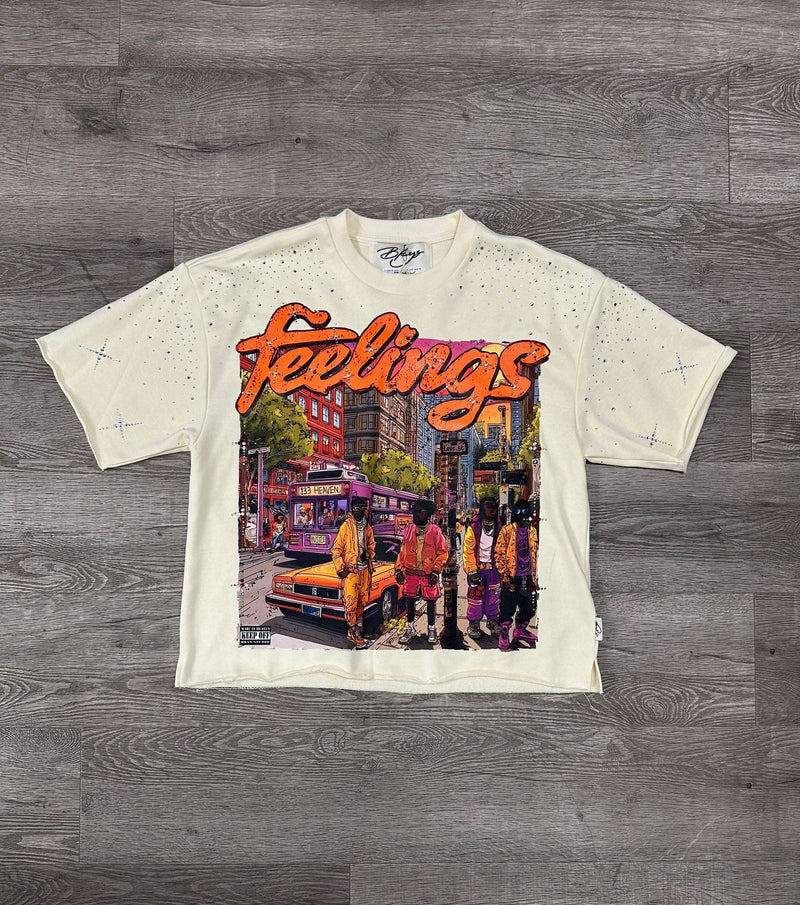 Men's Feelings City Street Rhinestone Cropped Tee — alternate view